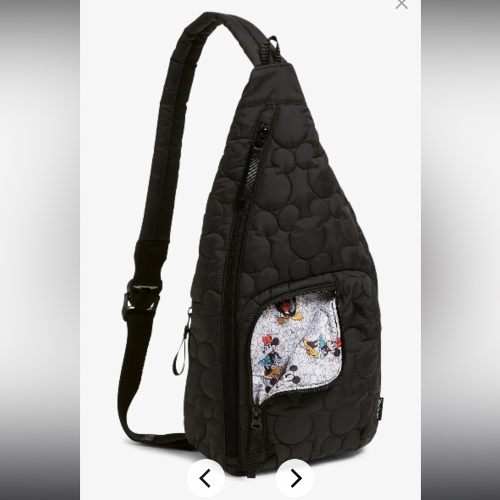 Vera Bradley Disney's Mickey Featherweight Black Quilted Sling Backpack - Picture 3 of 9